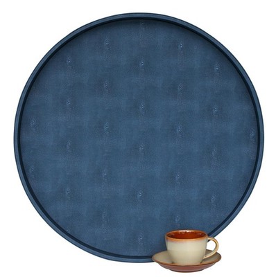 HofferRuffer Large Round Serving Tray 24, Elegant Faux Leather...