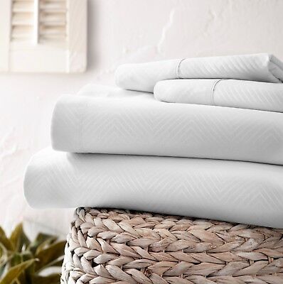 Chevron Embossed Bed Sheet Set by Kaycie Gray So Soft Collection - 4 Piece