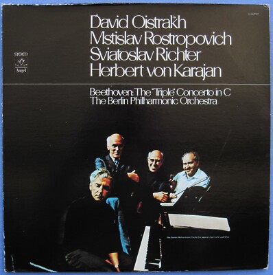 BEETHOVEN Triple Concerto OISTRAKH ROSTROPOVICH RICHTER KARAJAN Angel Stereo EX