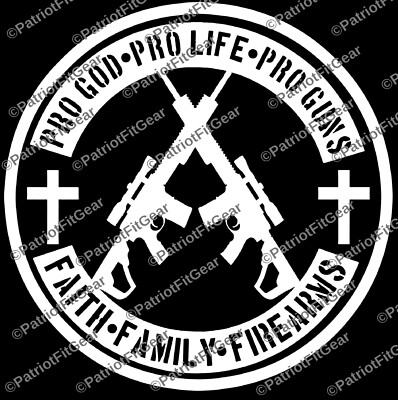 Pro God Pro Life Pro Gun,Faith Family Firearms,10''x10'',We The People,Vinyl Decal