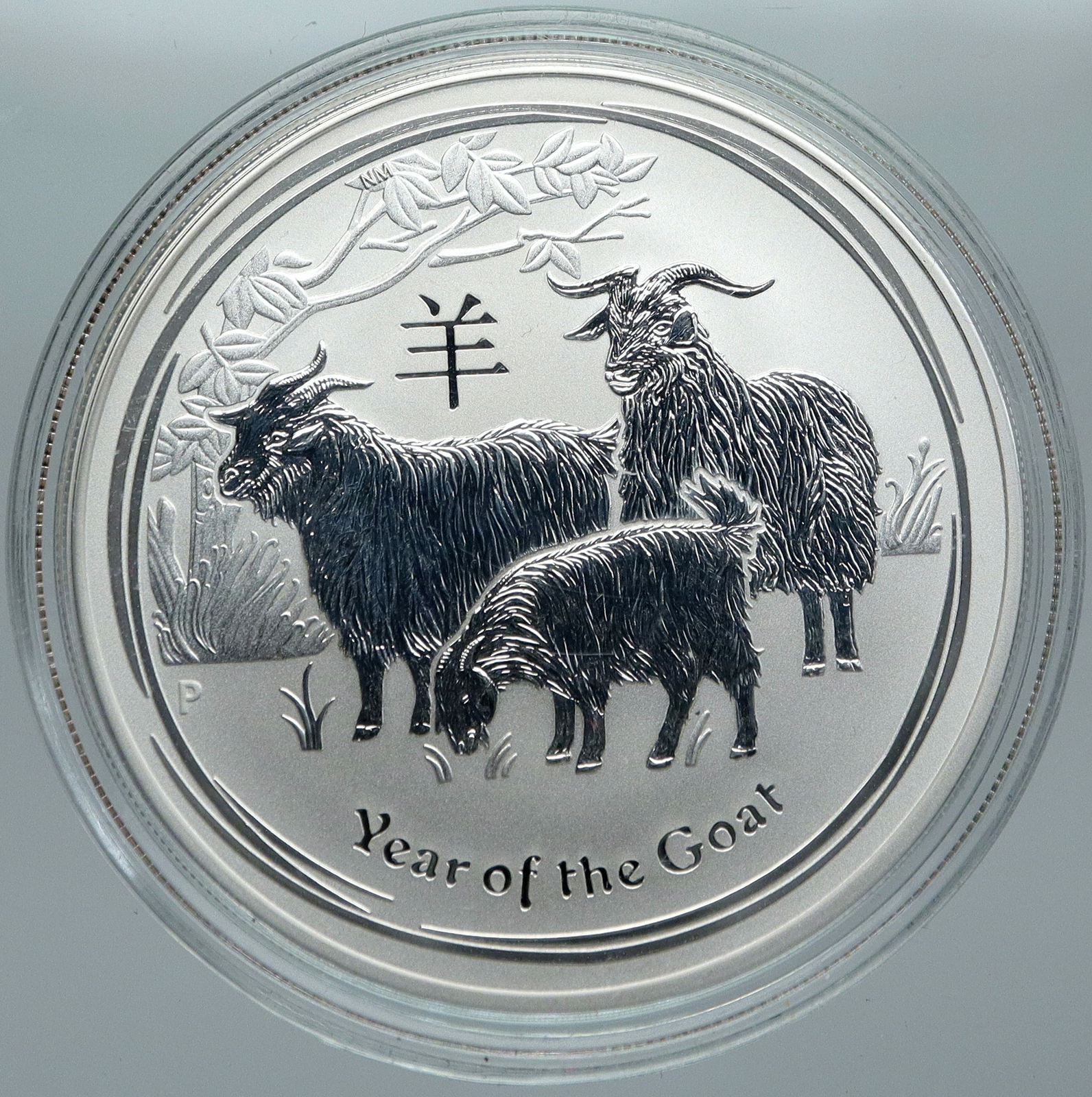 2015 AUSTRALIA Huge Elizabeth II Chinese Zodiac Goat Silver Dollar