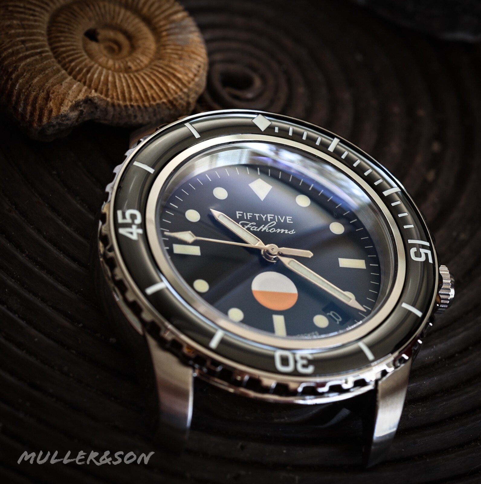 Pre-owned Müller&son Watch "mil-spec Supermod W/date" Seiko Snzh Fifty Five Fathoms Base