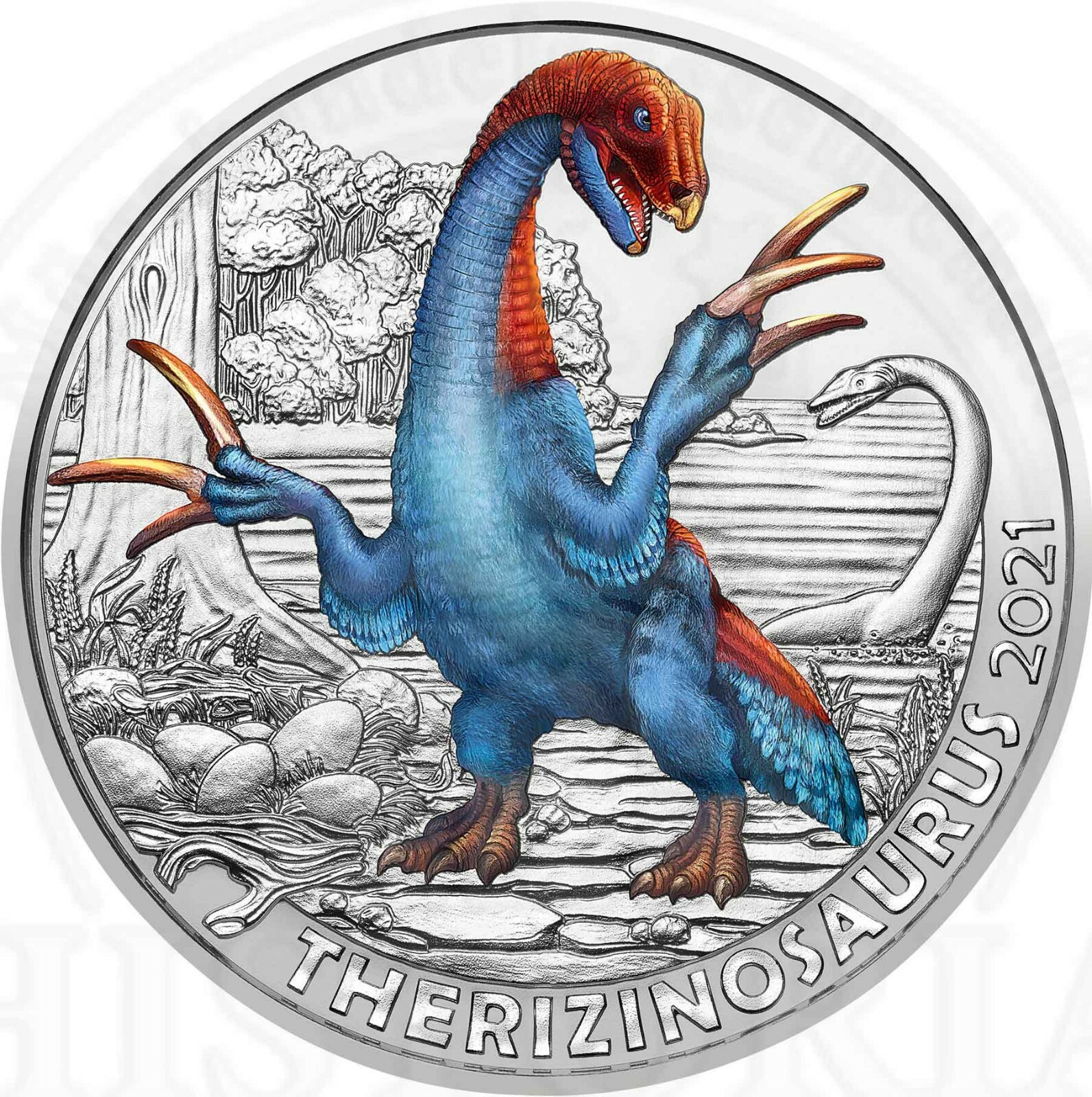 Österreich 3 Euro 2021 Therizinosaurus Super-Saurier Münze in gratis Münzkapsel