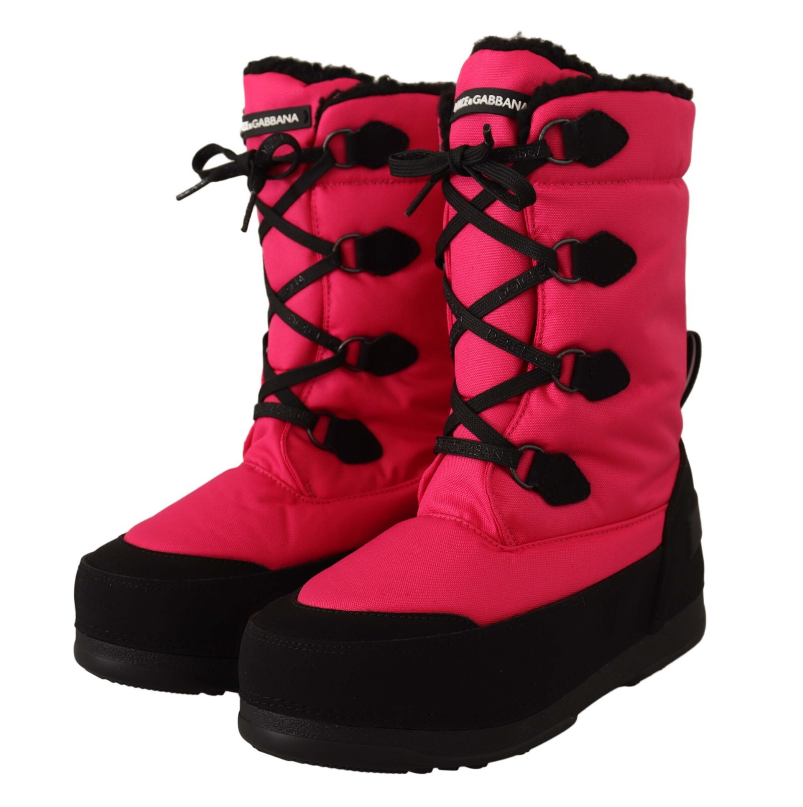 DOLCE & GABBANA Kids Black Fuchsia Nylon Snow High Boots DOLCE & GABBANA Kids Black Fuchsia Nylon Snow High Boots