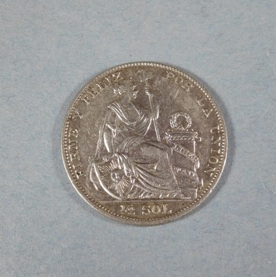 1927 PERU SILVER 1/2 Sol -  X.F./A.U.