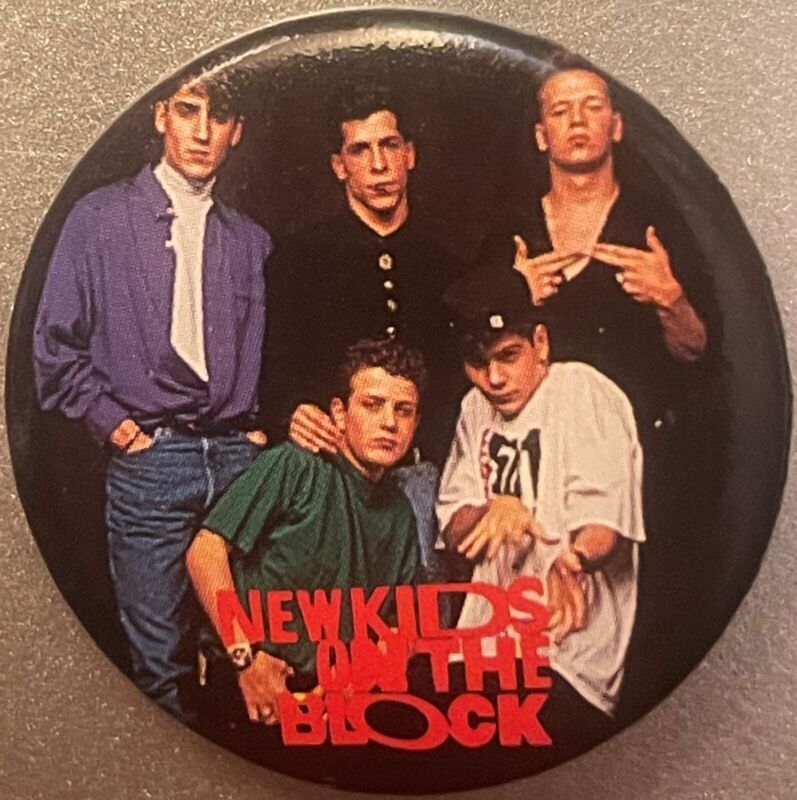 Vintage New Kids on the Block Band Picture Pin, Boston, MA 1980s NKOTB, Pose