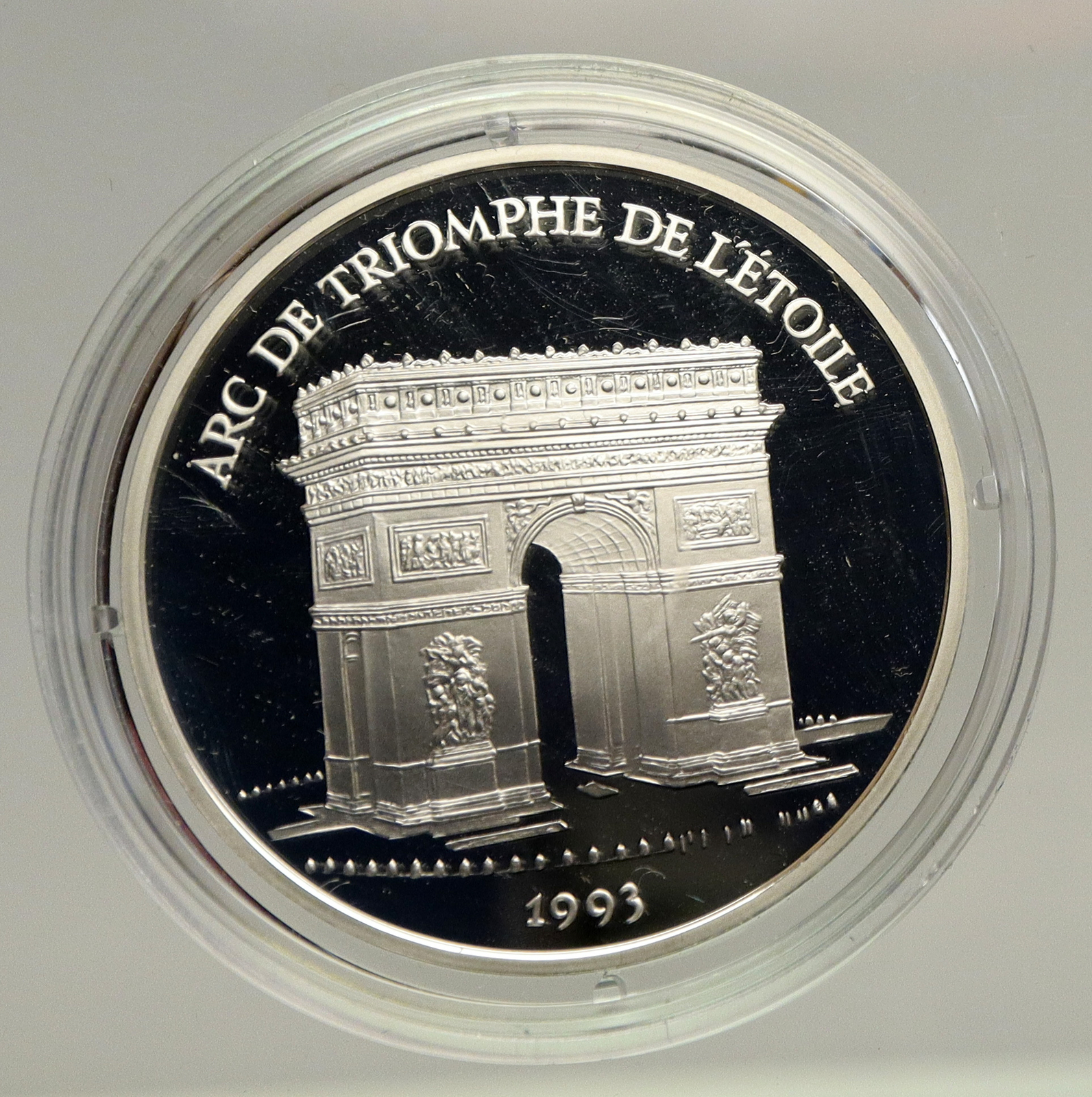 1993 FRANCE Arc De Triumph MONUMENT Proof Silver 100 Franc 15 Ecu