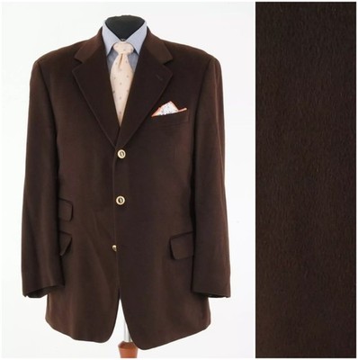 Mens Pure Cashmere Blazer 44R US Size RENE LEZARD Dark Brown Sport Coat Jacket