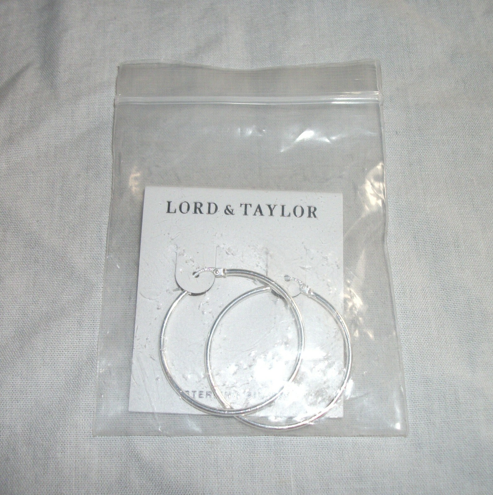 Pair Of Lord & Taylor Sterling Silver Hoop Earrings NEW