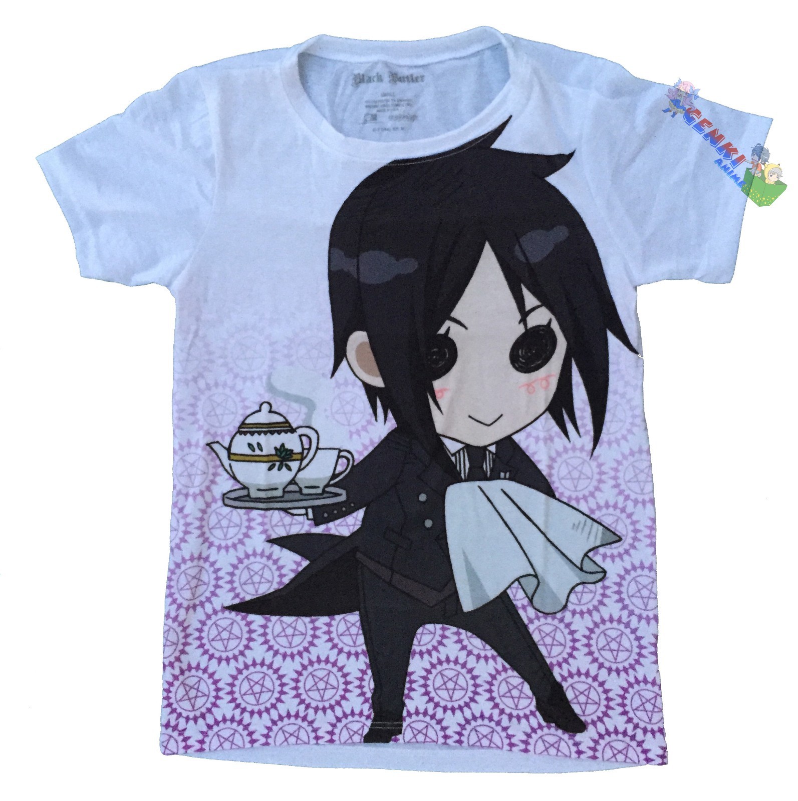 * Легальная * Аутентичная футболка Black Butler SD Sebastian Tea Time из аниме для юниоров #59667