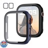 2 Pack Case with Tempered Glass Screen Protector for Apple Watch Series 9/8/7 45mm,JZK Slim Guard Bumper Full Hard PC Protective Cover HD Thin Cover for iWatch 9/8/7 45mm Accessories,Black+Blue