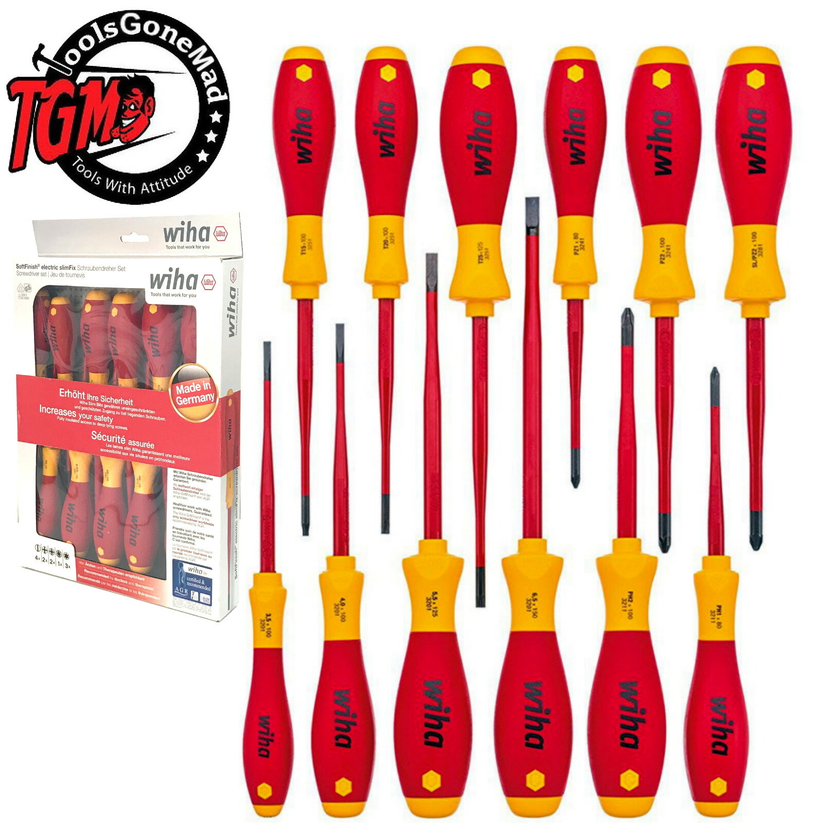 Newest Wiha 12pc SlimFix Soft Finish Screwdriver Set 1000V VDE
