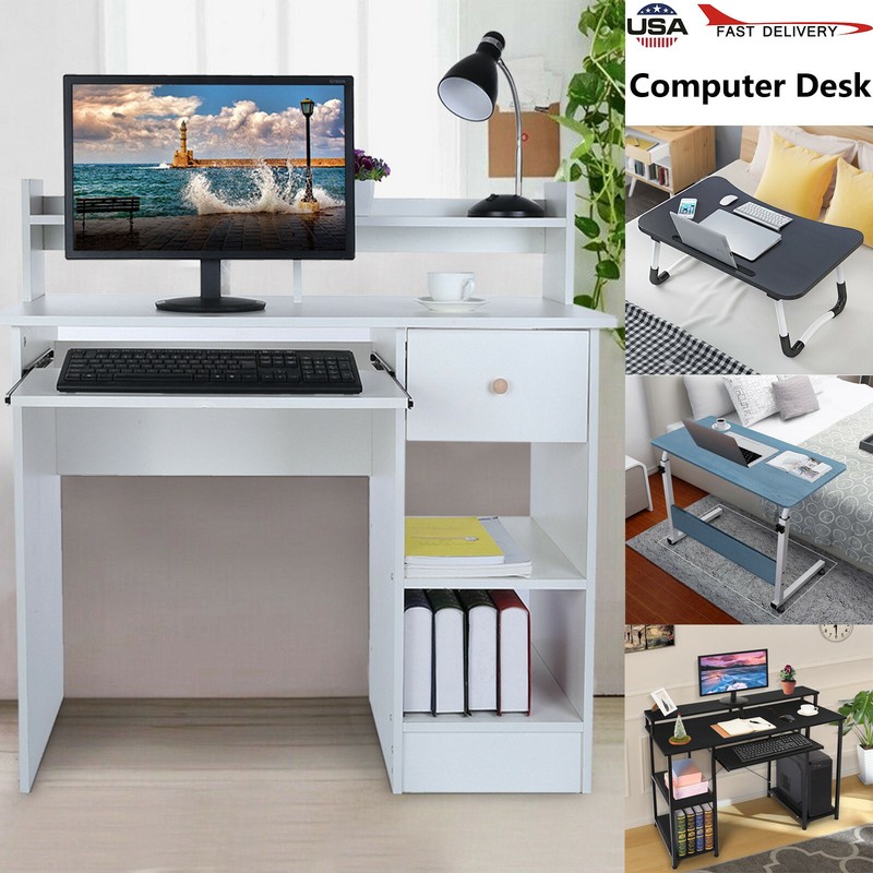 Modern Computer Desk Laptop Table Folding Mobile Home Office Furniture Desks USA