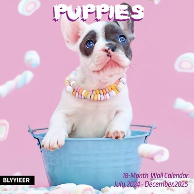 2025 Wall Calendar,Calendar 2025,Puppy Monthly Wall Calendar, 12'' x 24'' Open,...