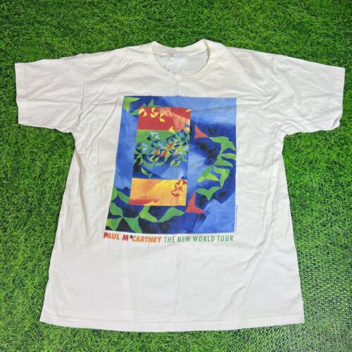 Vintage Paul McCartney The New World Tour 1993 Sz XL White T Vintage Paul McCartney The New World Tour 1993 Sz XL White T