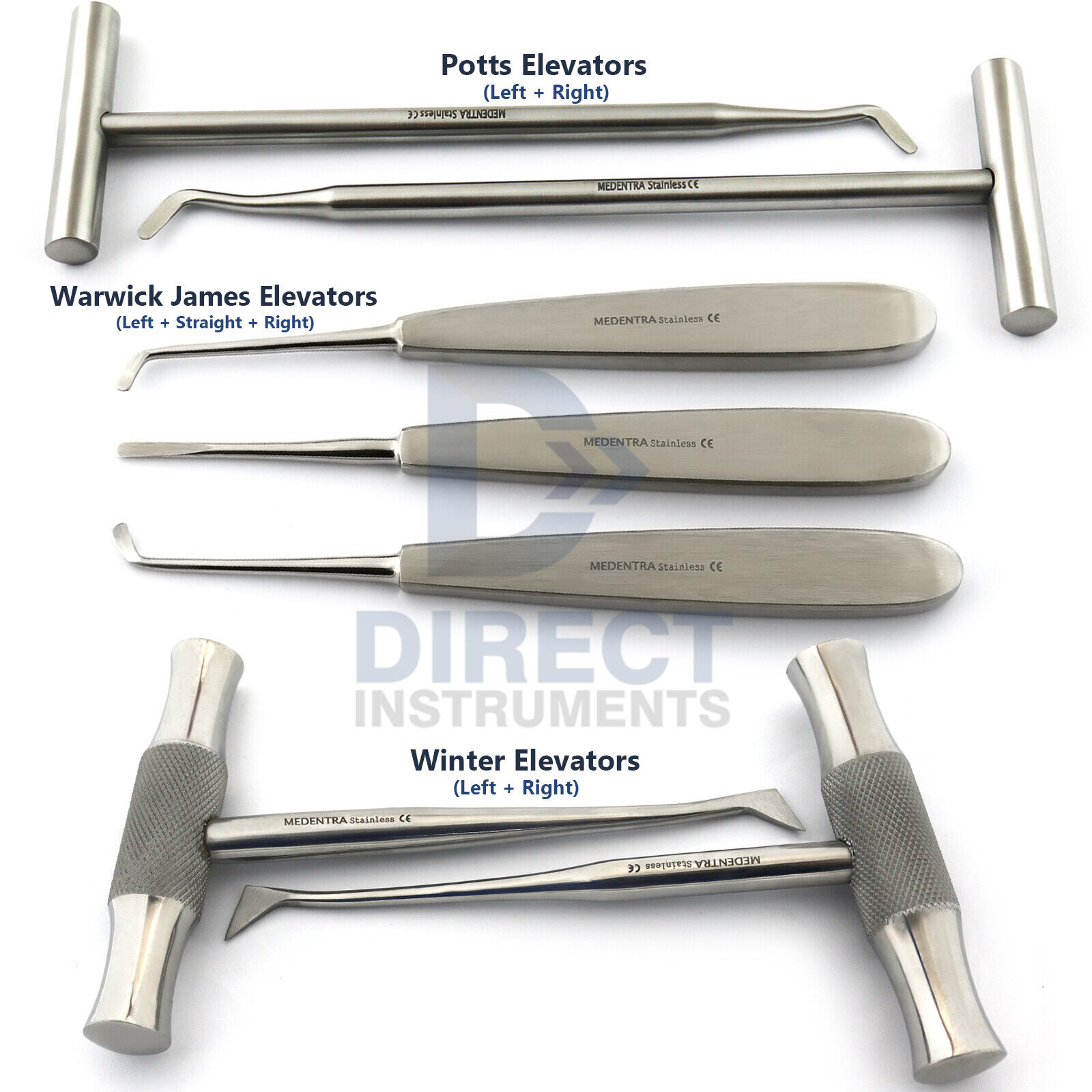 Set Of 7 Dental Root Extraction Elevators Potts Warwick Set Of 7 Dental Root Extraction Elevators Potts Warwick