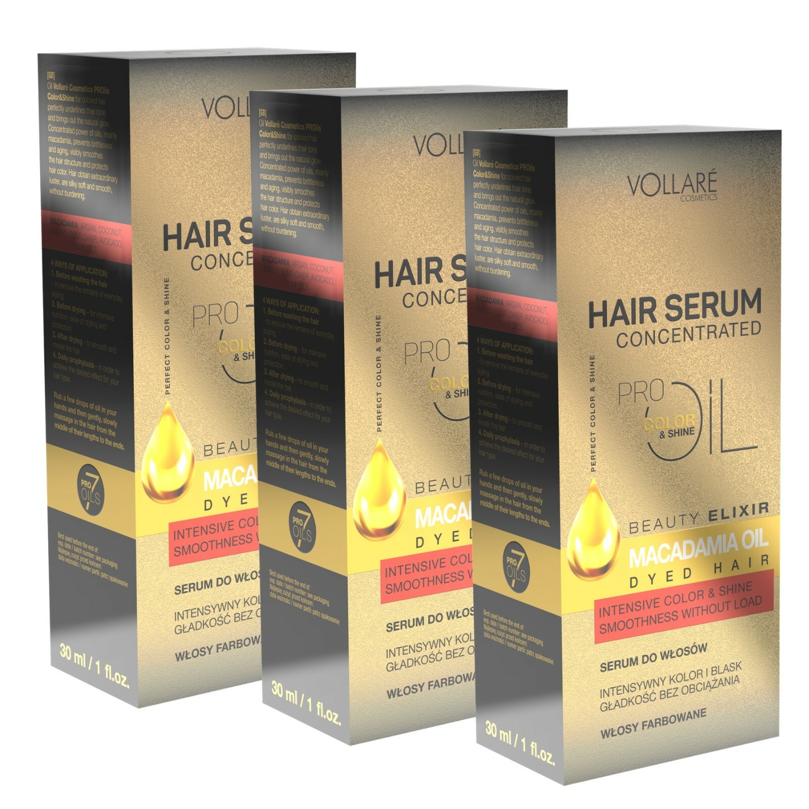 Huile Haarserum Cheveu Pflegeserum Protège La Coloration Avec Macadamia 3x 30 ML