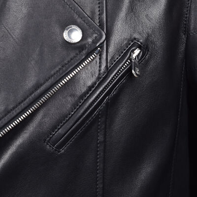 Pre-owned Brunello Cucinelli Men's Biker Style 100% Genuine Leather Jacket In Black