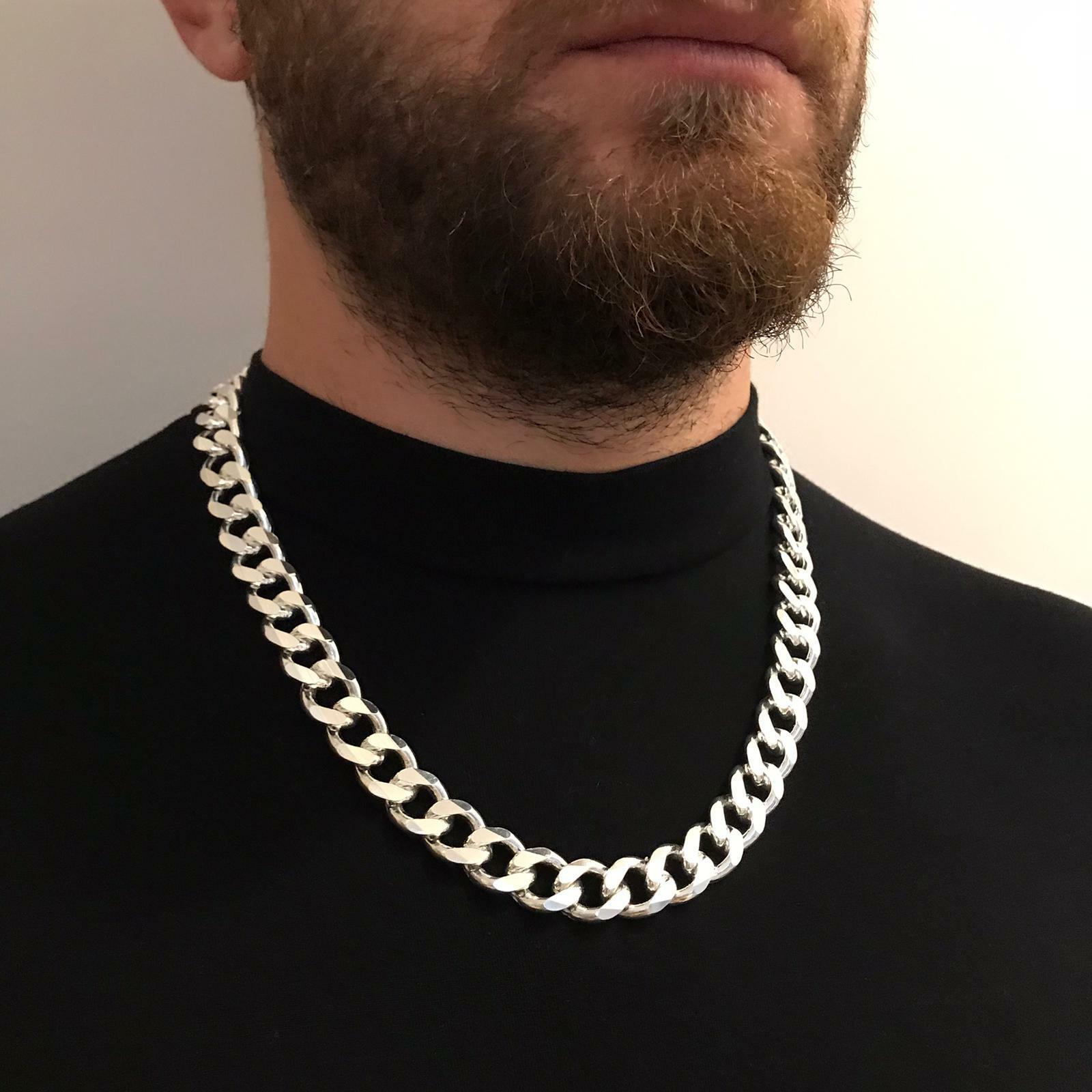 Pre-owned Handmade 925 Sterling Silver Mens Cuban Tight Curb Chain Necklace 13.5mm 162gr 24inch