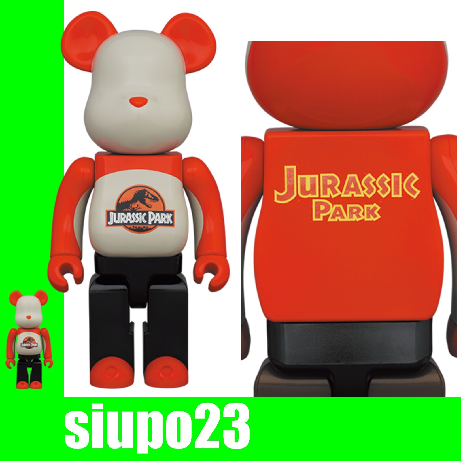 Medicom 400% + 100% Bearbrck ~ JURASSIC PARK Be@rbrck | eBay