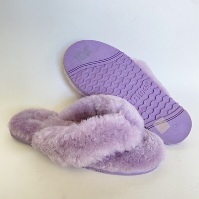 Lamo Women's Amelia Purple Sheepskin Flip Flop Sandals Size 10 XL