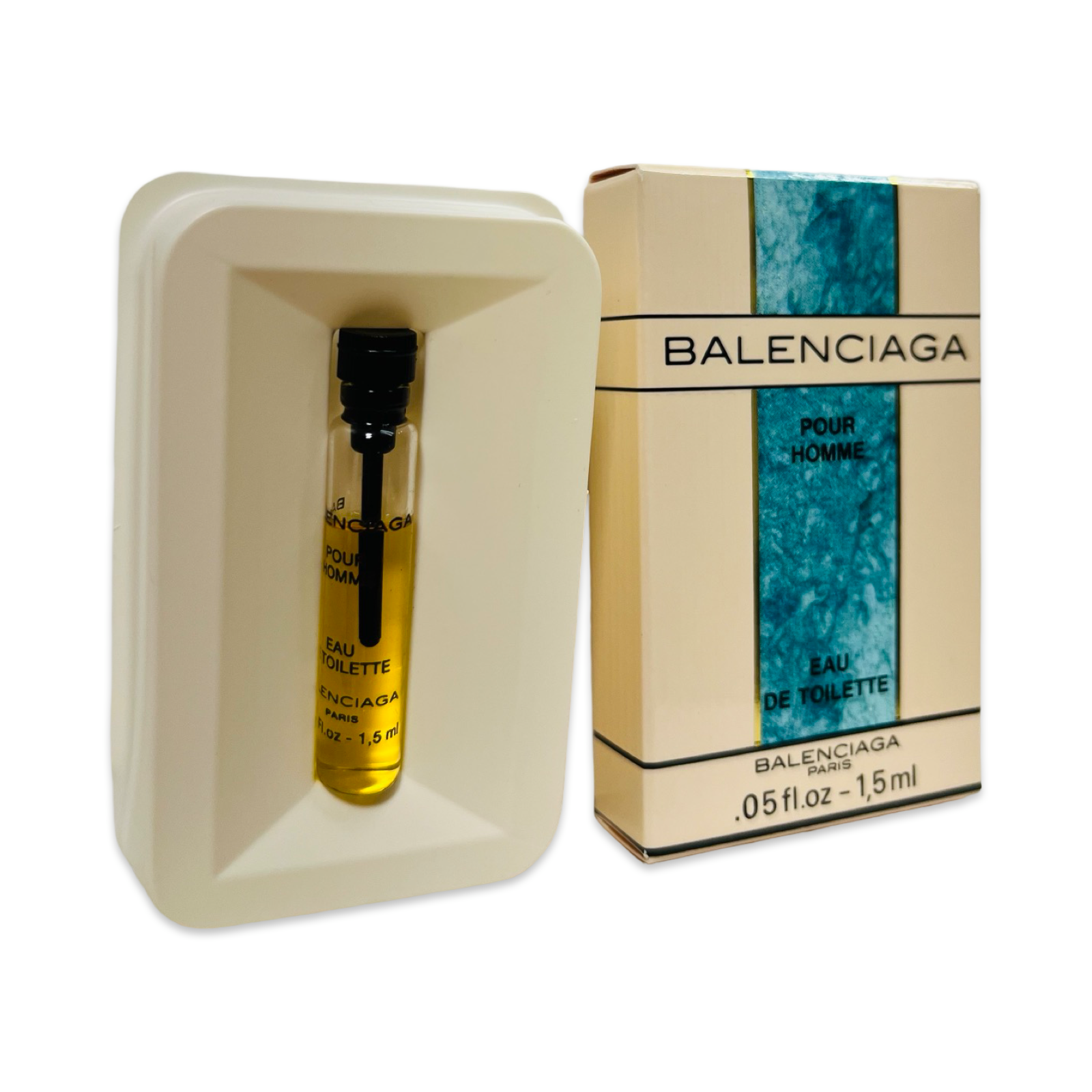 Vintage Balenciaga Pour Homme Eau De Toilette Splash Mini .05 fl oz / 1.5 ml NIB