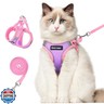 Dooradar Cat Harness and Leash Set, Escape Proof Lightweight Kitten Harness, Soft Breathable Reflective Vest for Outdoor Walking Traveling, Adjustable for Large Cats, Purple and Pink, L