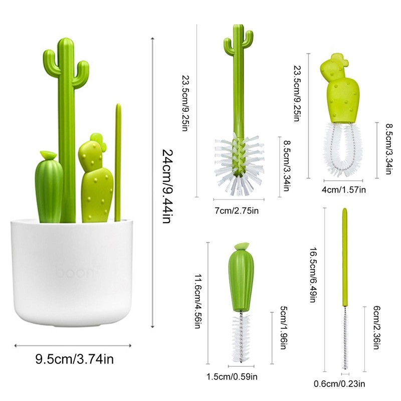 4pcs Cactus Multi-functional Bottle Cleaner Cute Water Bottles With Straw Brush