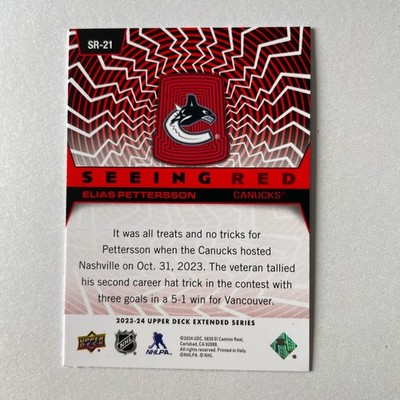 2023 Upper Deck Extended #SR-21 Elias Pettersson Seeing Red