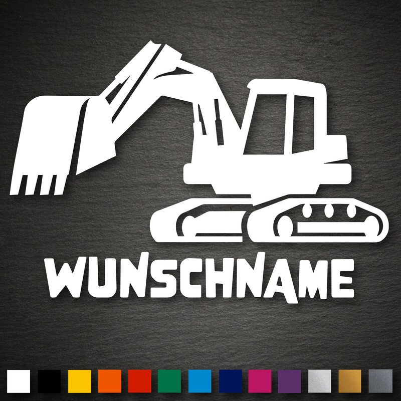 21722 Bagger Wunschname Aufkleber 135x95mm Bau Jdm Fun Oem Sticker Farbwahl