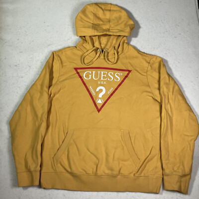 GUESS Los Angeles Yellow Hoodie Adult M Medium Pullover Long Sleeve Sweatshirt