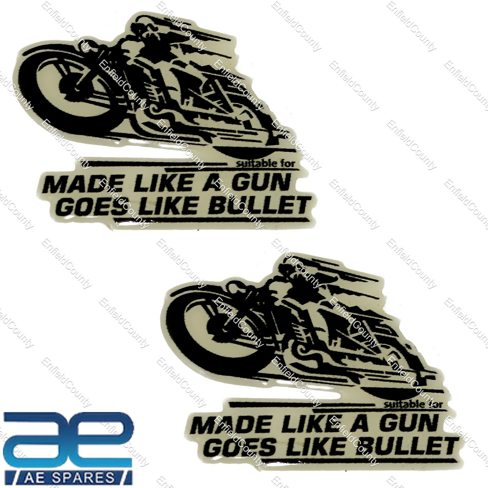 Made Like A Gun Goes Like Bullet Sticker Decal Set 73mm x 65mm For Bikes 