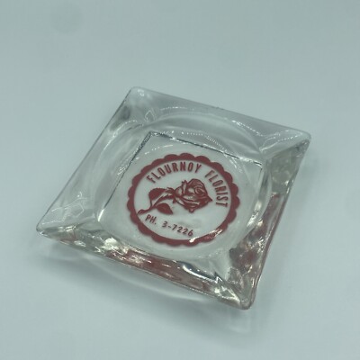 Vintage Flournoy Florist Ash Tray Glass Lufkin Texas