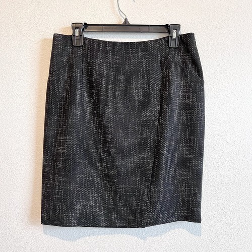 The Limited Mini Skirt Tweed Black Charcoal Gray Side Zip