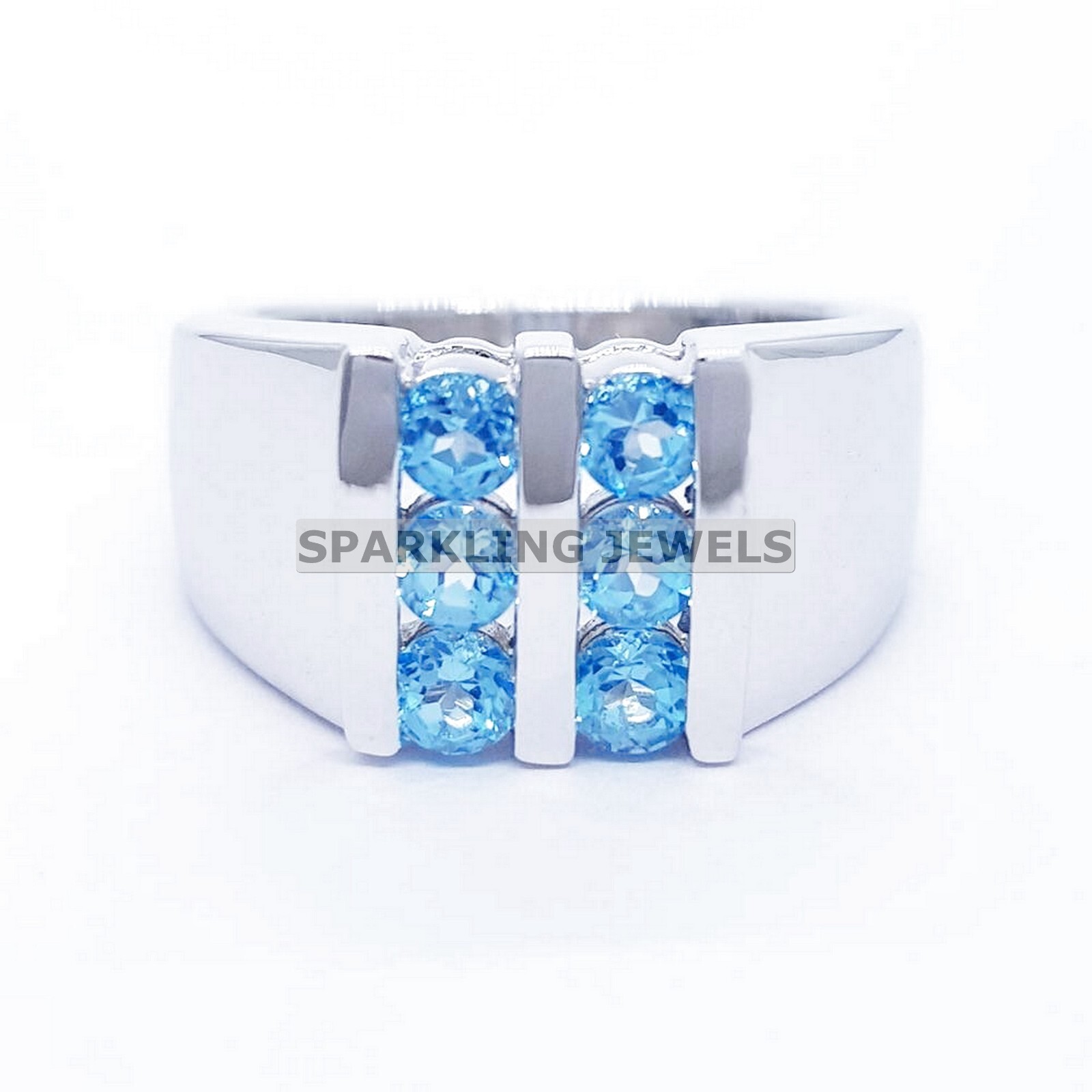 Calibrated Blue Topaz Round Cut With 925 Sterling Silver