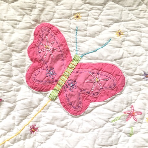 Pottery Barn Kids Applique Butterflies Quilted Standard Pillow Sham