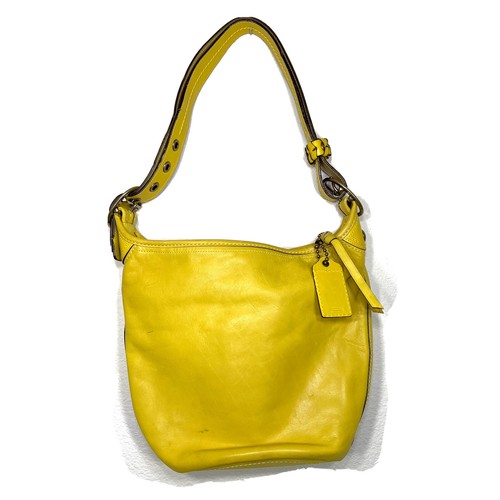 バッグ Vintage Coach Duffle Sac Bucket Yellow VINTAGE COACH DUFFLE SAC BUCKET SOULDER BAG PURSE #9085