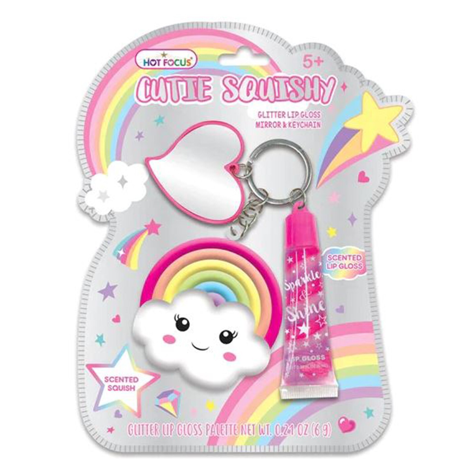 Брелок для ключей Hot Focus Rainbow Cutie Squishy с блеском для губ НОВЫЙ В НАЛИЧИИ