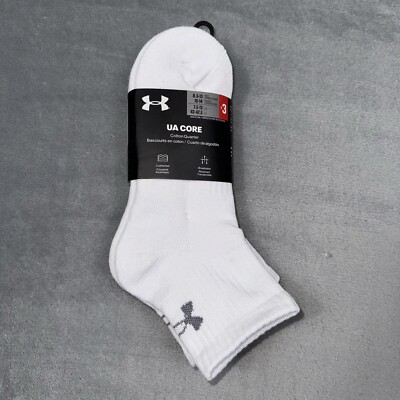 Under Armour Core Cotton Quarter 3 Pack Socks Men's 8.5-13/Women's 10-14 'NWT'