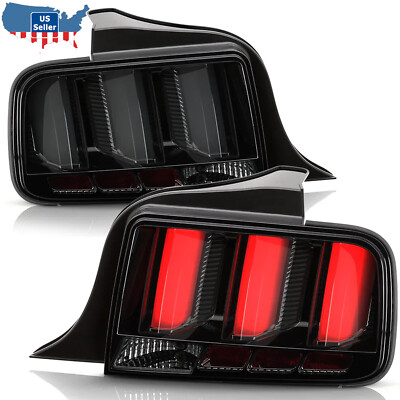 Smoked LED Tube Sequential Signal Tail Lights Lamps For 2005-2009 Ford Mustang