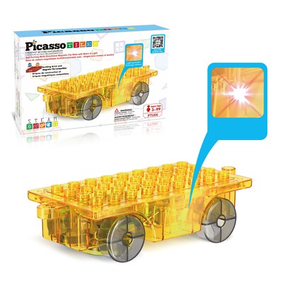PicassoTiles Magnet Tile Motorized Car Base Self Turning Truck
