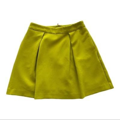 Yellow Pleated Mini Skirt 0 Y2k Vintage Preppy