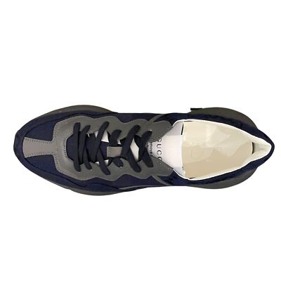 Pre-owned Gucci Gg Supreme Maxi Blue Gray Canvas Rhython Sneakers Men's 12 | Us 12.5