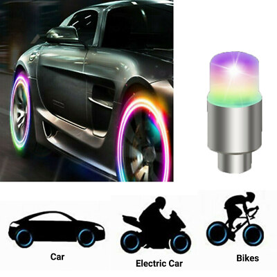 2/4Pcs LED Wheel Tire Air Valve Stem Caps Neon Light For Car Bike Motorcycle
