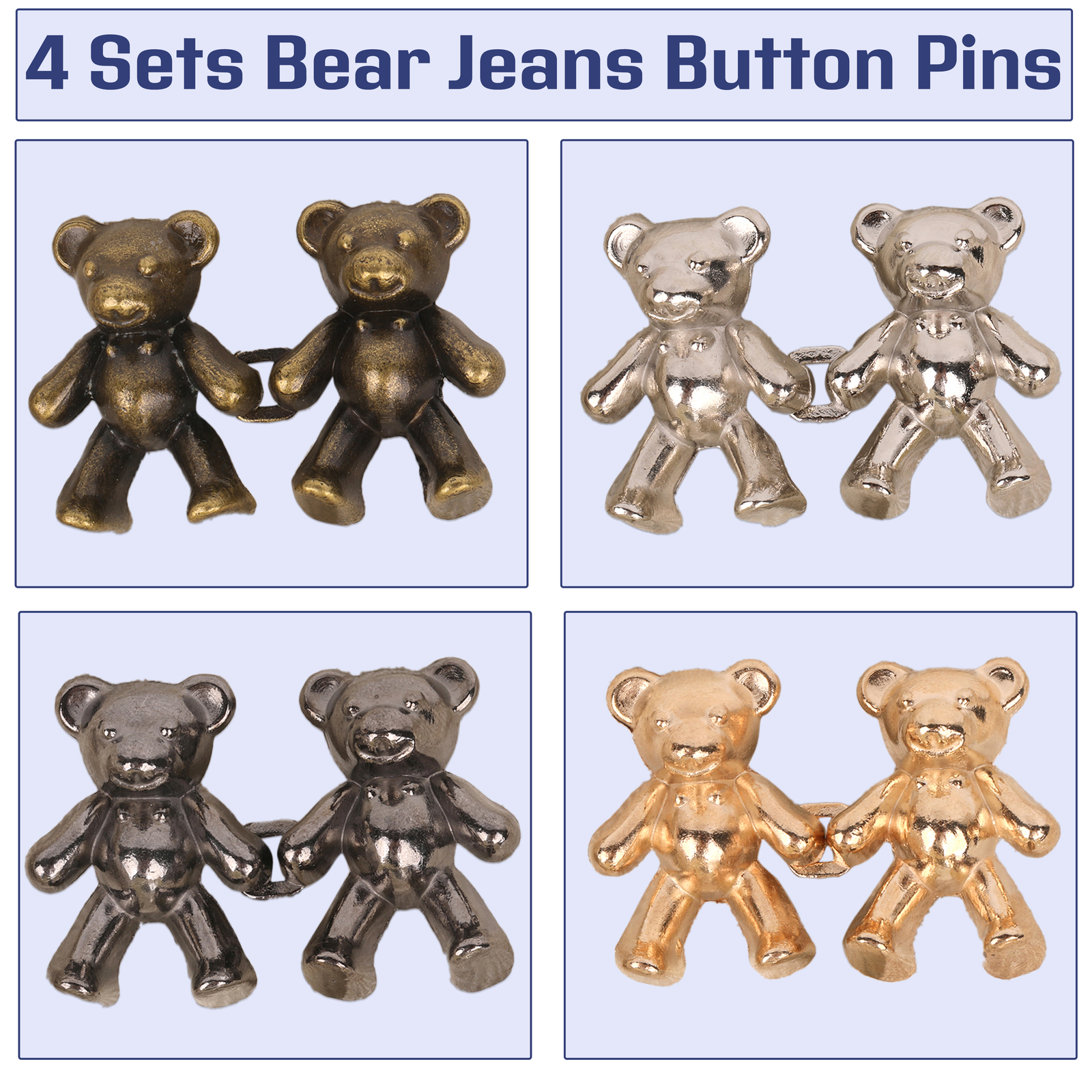 Teddy Bear Baby Shaped Waist Tightener Jean Buttons for Jeans No Sewing Required