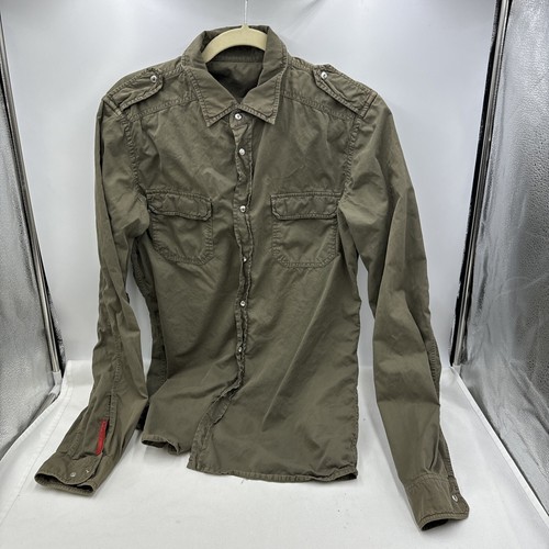 トップス 2000ss prada snap button shirts (M) Prada Men's Technical Cotton Zip-Up Shirt | Neiman Marcus