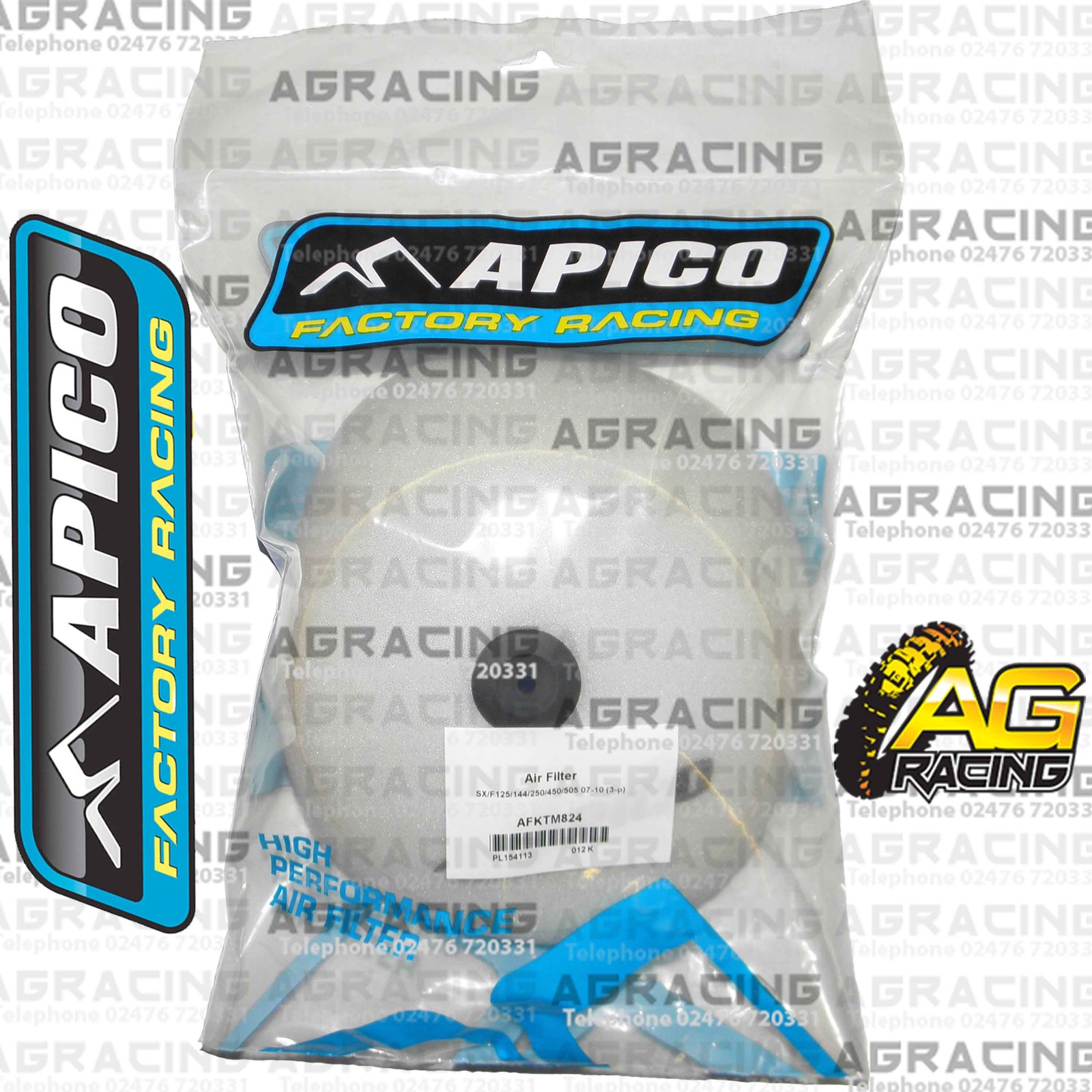 Apico Dual Stage Pro 3 Pin Air Filter For KTM EXC 125 2009 09 Motocross Enduro