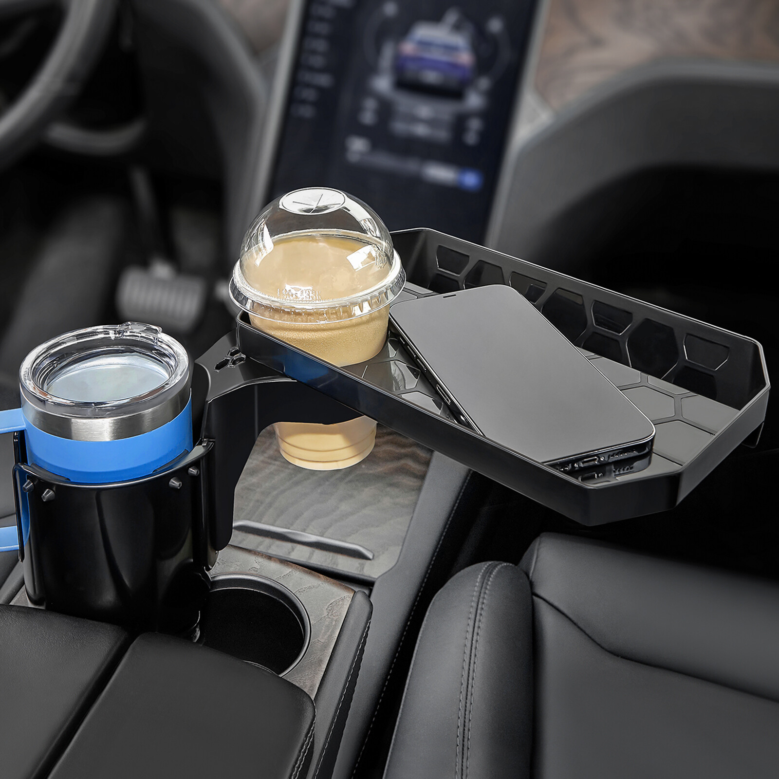 Car Cup Holder w/Attachable Tray Expander Adapter Hold