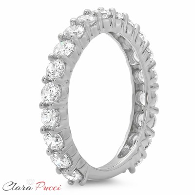 Pre-owned Pucci 2.20ct Round Cut Vvs1 19-stone Engagement Wedding Ring Band Solid 14k White Gold In White/colorless