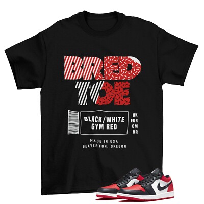 Bred Toe 1 Shirt to Match Jordan 1 Low Bred Toe 553558-612 / New Black